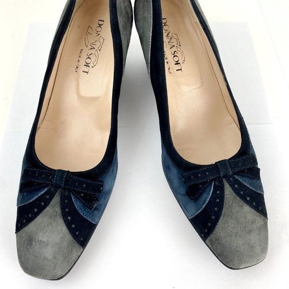 Donna Soft Genuine Suede Leather Pumps Shoes 8.5 Wedge Heels Fancy LKNU 39 Fine! - Picture 1 of 9